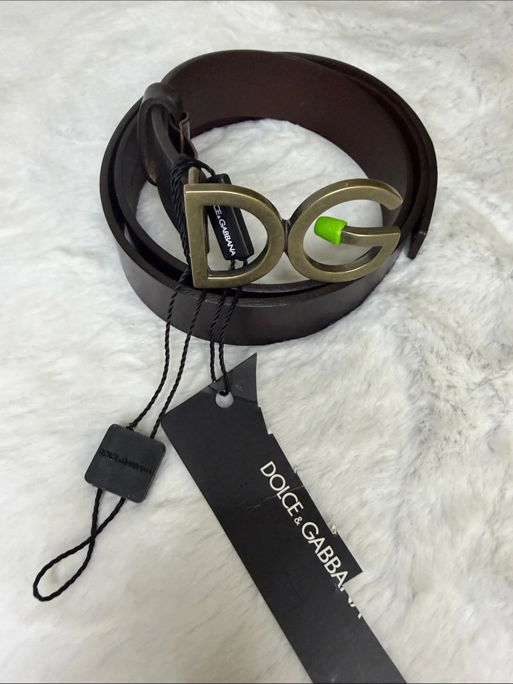 Dolce & Gabbana Brown Leather DG Buckle Belt
